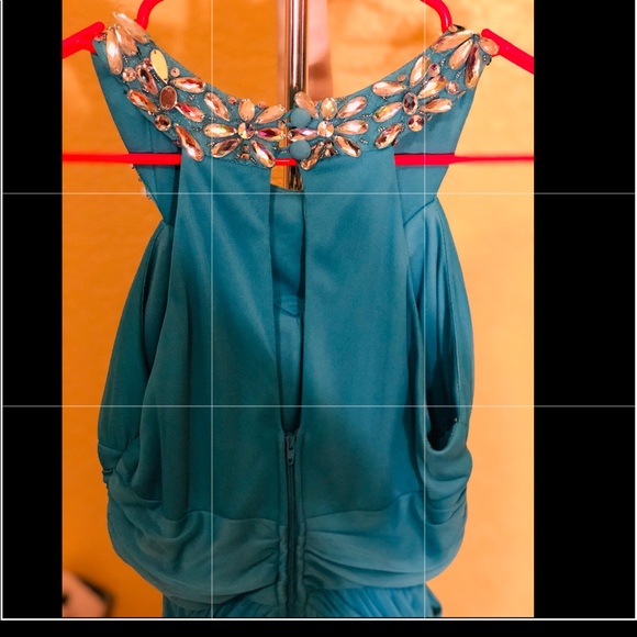 Long aqua prom dress - Picture 4 of 5